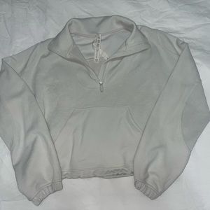 Cropped ribbed softstream quarter zip